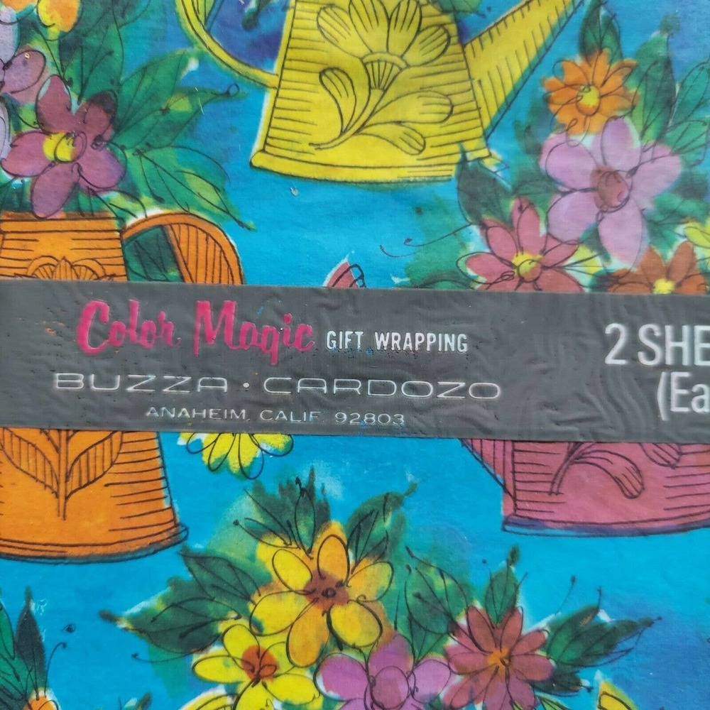 Sealed Vintage Buzza Cardozo Color Magic Flower Gift Wrap Flat Sheet Paper NOS - Picture 2 of 6